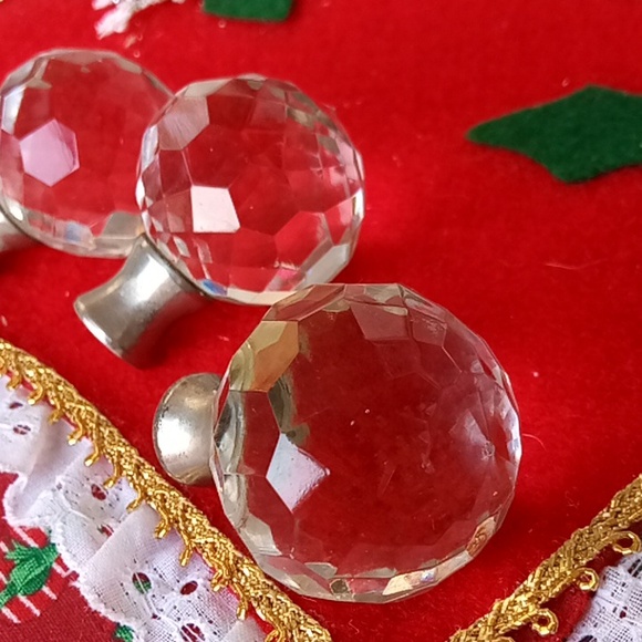 Vintage lead crystal multi faceted brilliant drawer knobs set of 3 in pristine . - Picture 5 of 5